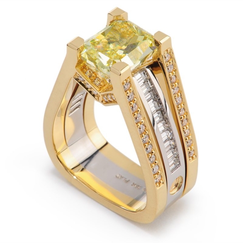 Interlace Yellow Diamond Two-Tone Ring