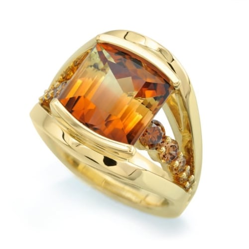 Interlace Bi-Color Tourmaline Yellow Gold Fashion Ring