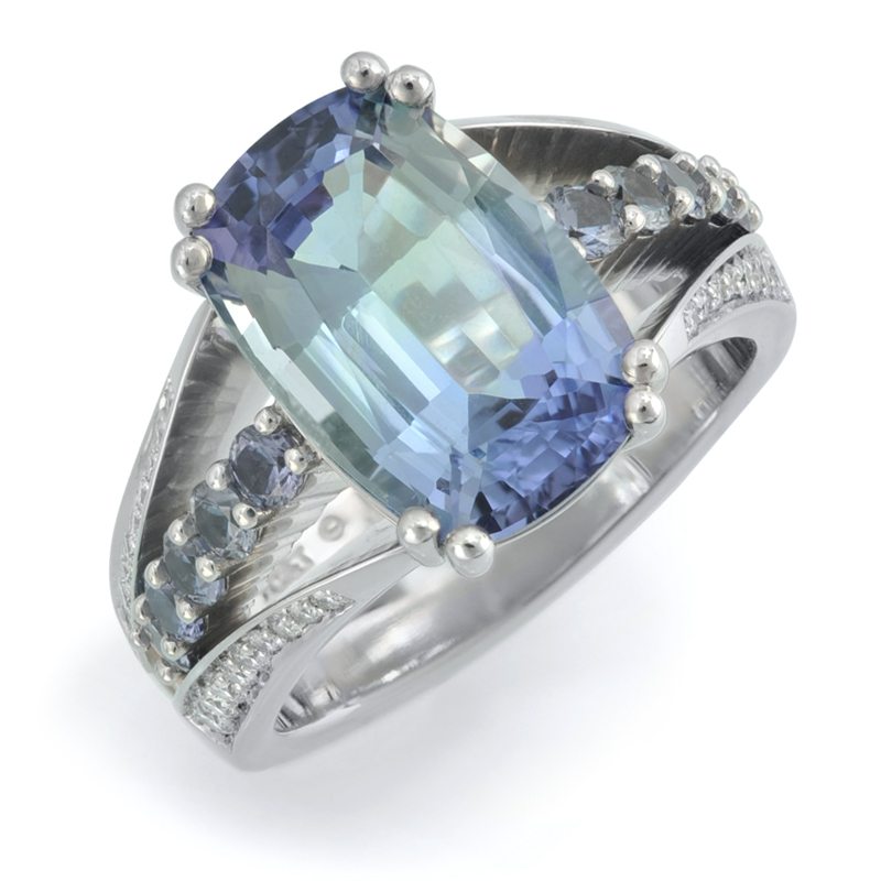 Interlace Bi-Color Tanzanite Platinum Ring