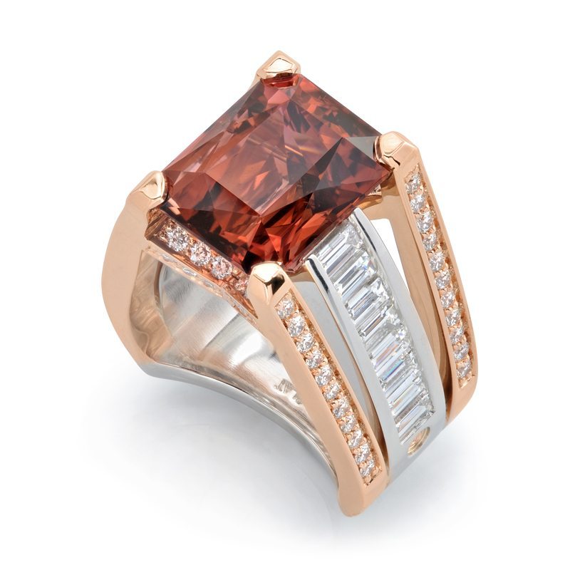 Interlace Tourmaline Rose Gold and Platinum Ring