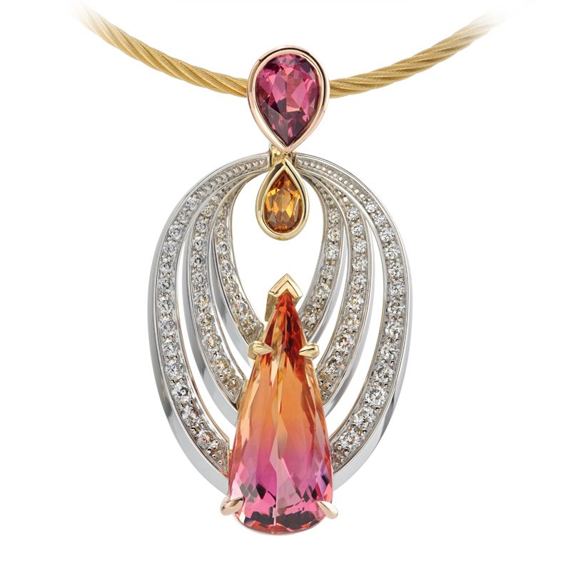 Masterpiece Bi-Color Topaz and Diamond Pendant