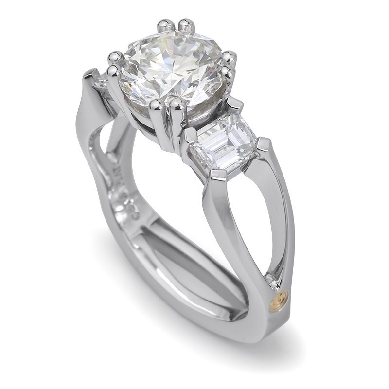 Navette 3-Stone Diamond Platinum Ring