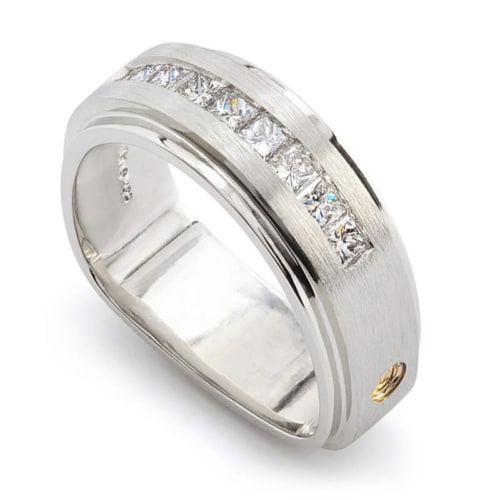 Paragon Princess Cut Diamond White Gold Men's Wedding Band