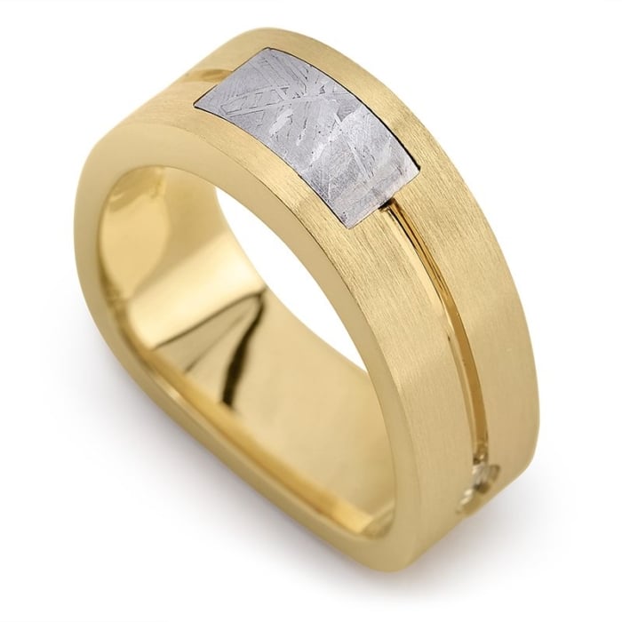 Yellow Gold Men's Meteorite Wedding Band