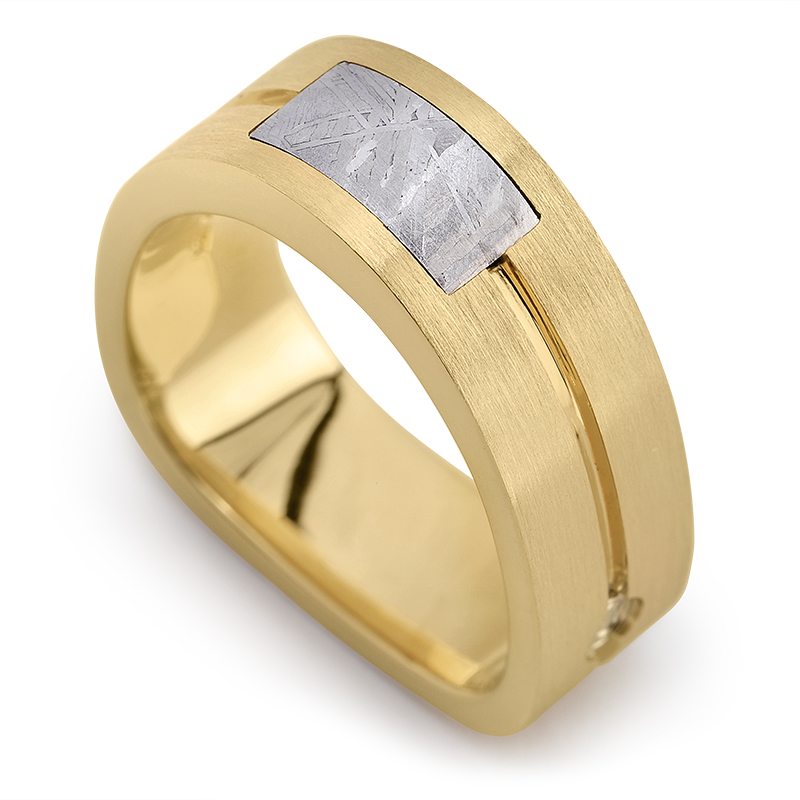 Yellow Gold Men’s Meteorite Wedding Band