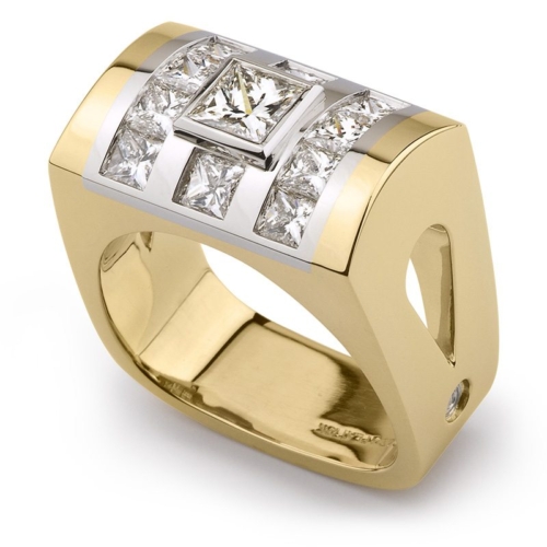 Sky Dome Princess Cut Diamond Yellow Gold Ring