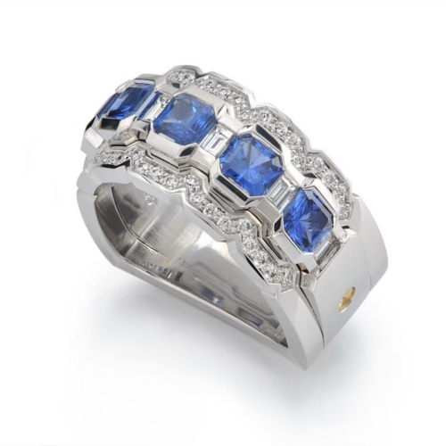 Eternity Blue Sapphire and Diamond Platinum Fashion Ring