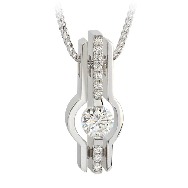 Interlude Round Brilliant Cut Diamond Gold Pendant