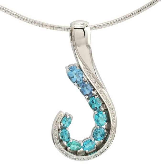 Nautilus Paraiba Tourmaline and Diamond Pendant