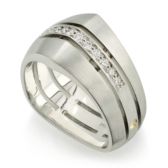 Deco White Gold and Diamond Men's Wedding Band