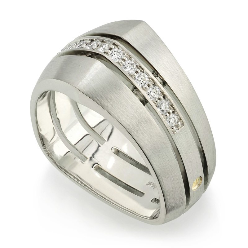 Deco White Gold and Diamond Men’s Wedding Band