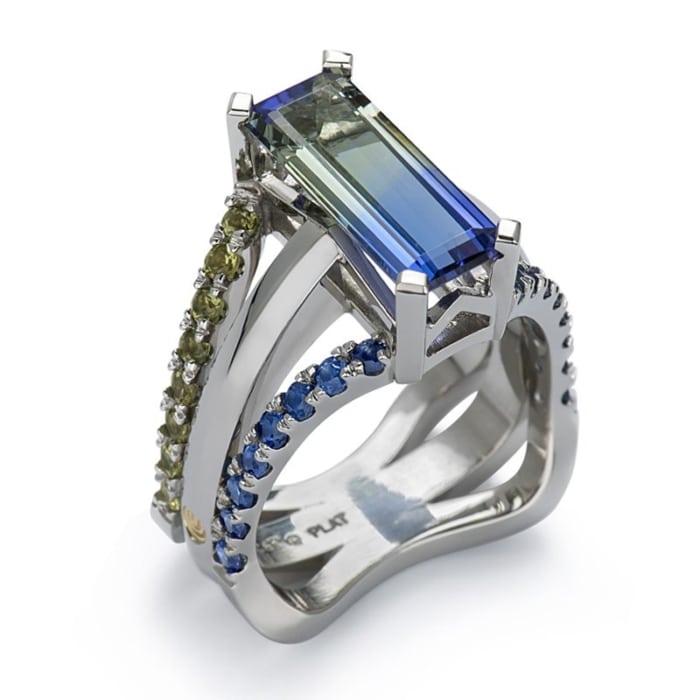 Interlace Bi-Color Tanzanite and Platinum Fashion Ring