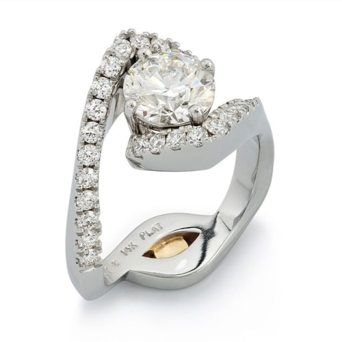 Revolution Round Brilliant Cut Diamond White Gold Bridal Ring