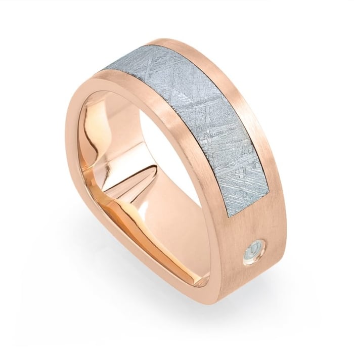 Rose Gold Men's Meteorite Ring