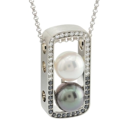 Escapade Black and White Pearls and Diamonds Pendant