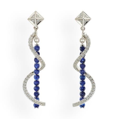 Nautilus Blue Sapphire and Diamond Earrings