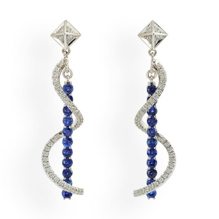 Nautilus Blue Sapphire and Diamond Earrings