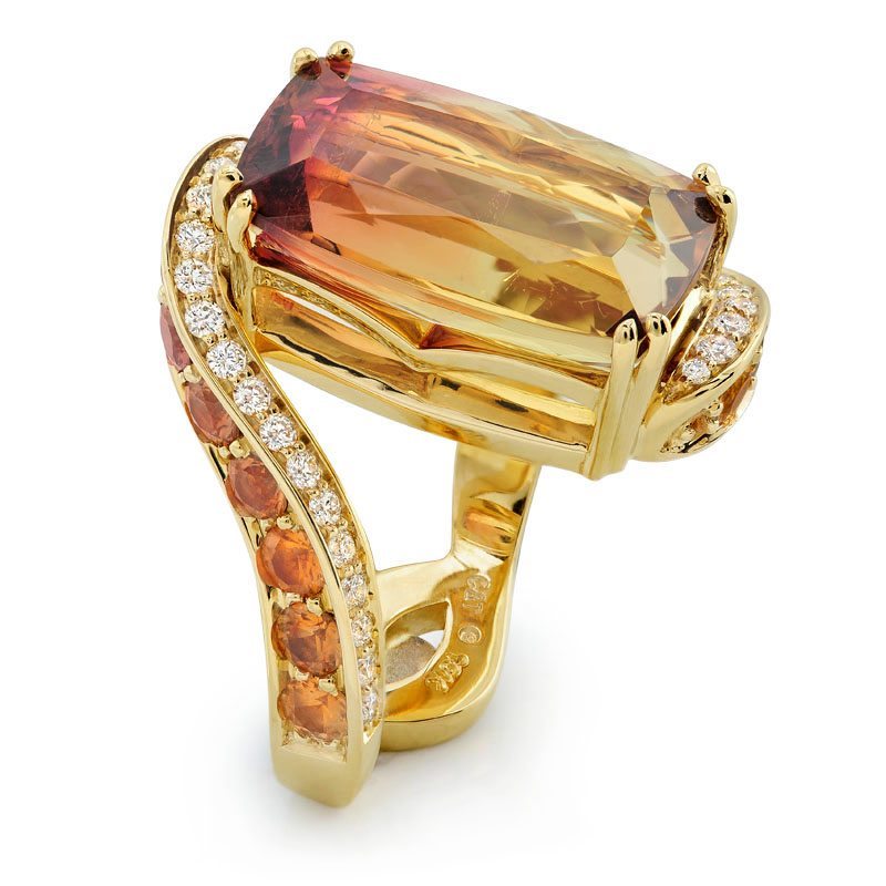 Evolve Bi-Color Tourmaline Yellow Gold Ring