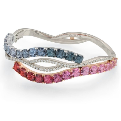 Affinity Bi-colored Toumaline and Diamond Gold Bracelet