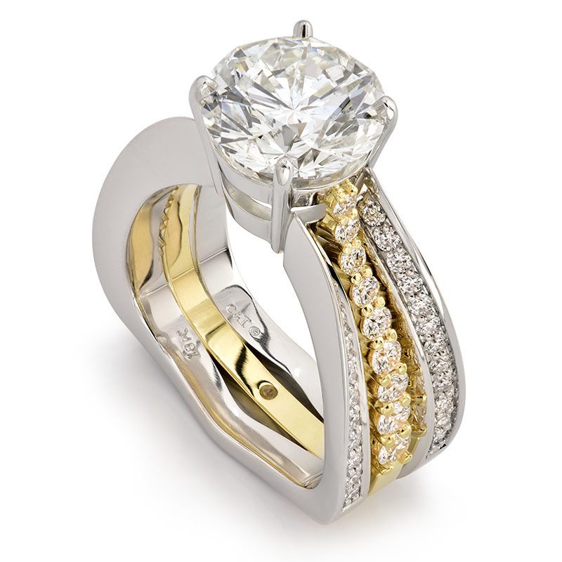 Evolve Round Brilliant Cut Diamond Two-Tone Engagement Ring