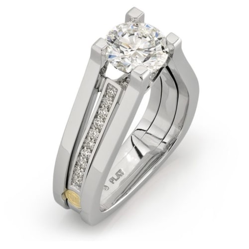 Axis Diamond and Platinum 3 Band Engagement Ring