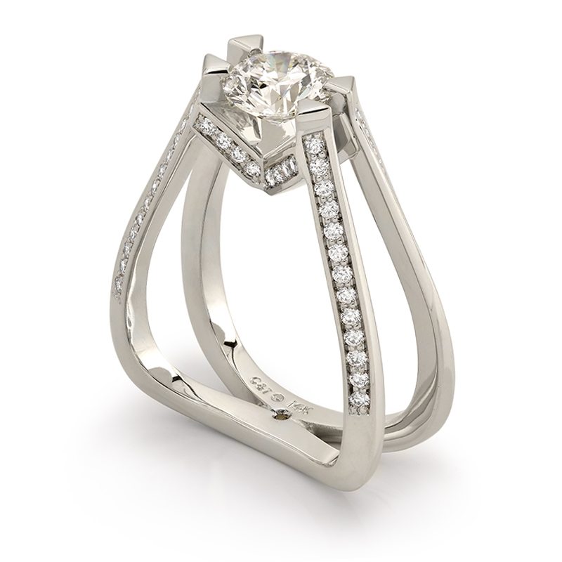 Evolve Round Brilliant Cut Diamond Modern Engagement Ring