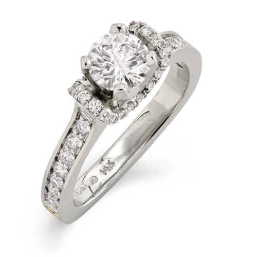 Empress Round Brilliant Cut Diamond White Gold Engagement Ring