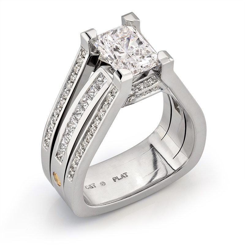 Interlace Radiant Cut Diamond and Platinum Bridal Ring