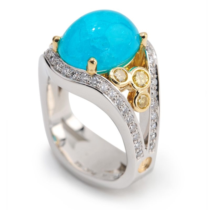 Interlace Paraiba Tourmaline and Platinum Ring