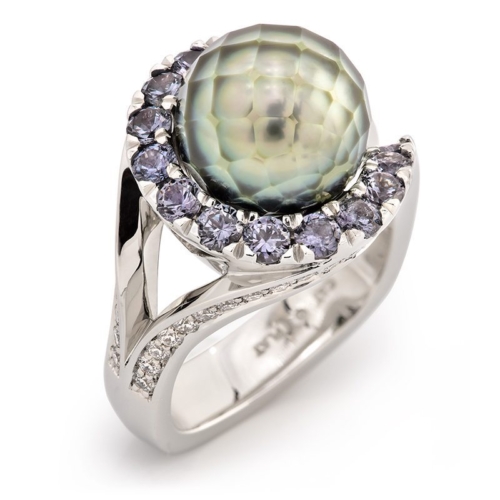 Evolve Faceted Pearl Platinum Fashion Ring