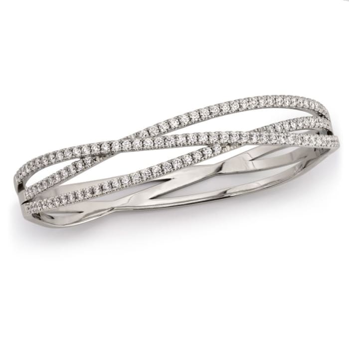 Affinity 3 Row White Gold and Diamond Bangle Bracelet