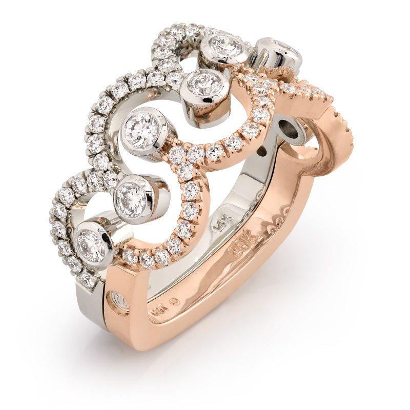 Siblings White Gold and Rose Gold Diamond Ring