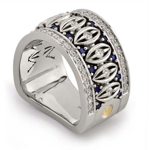 Eternity Blue Sapphire and Diamond White Gold Fashion Ring