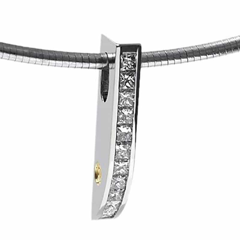 Stiletto Princess Cut Diamond White Gold Pendant