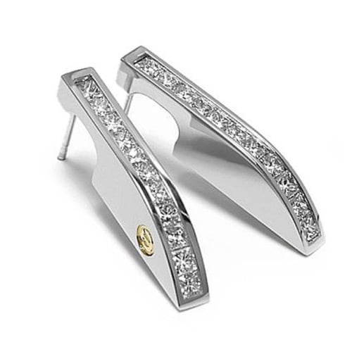 Stiletto Princess Cut Diamond White Gold Earrings