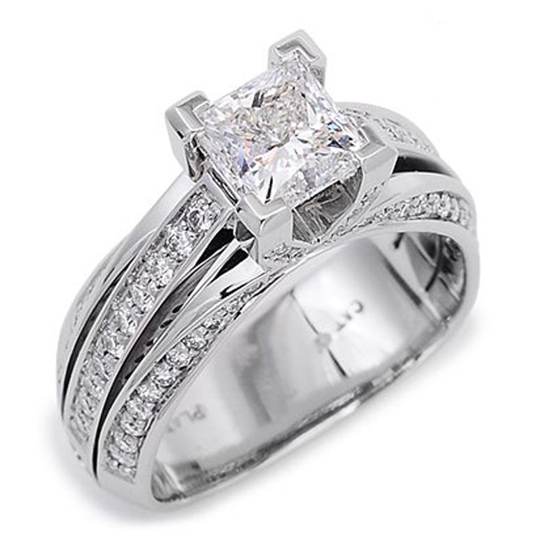 Flora Princess Cut Diamond Platinum Engagement Ring