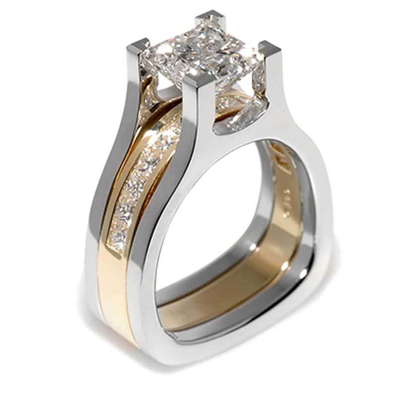 Interlace Princess Cut Diamond Two-Tone Engagement Ring