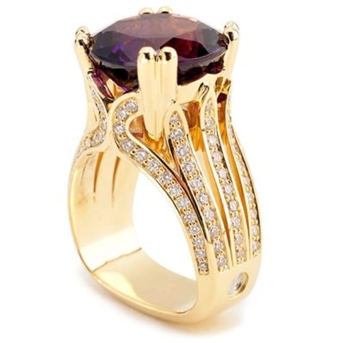 Flora Four Peaks Amethyst Yellow Gold Ring