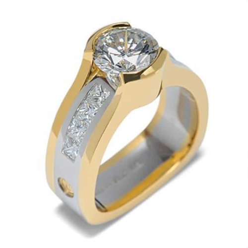 Paragon Round Brilliant Cut Diamond Two-Tone Bridal Ring