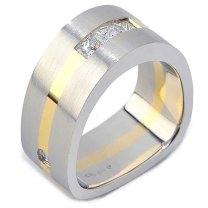 Interlude Princess Cut Two-Tone Men's Wedding Band