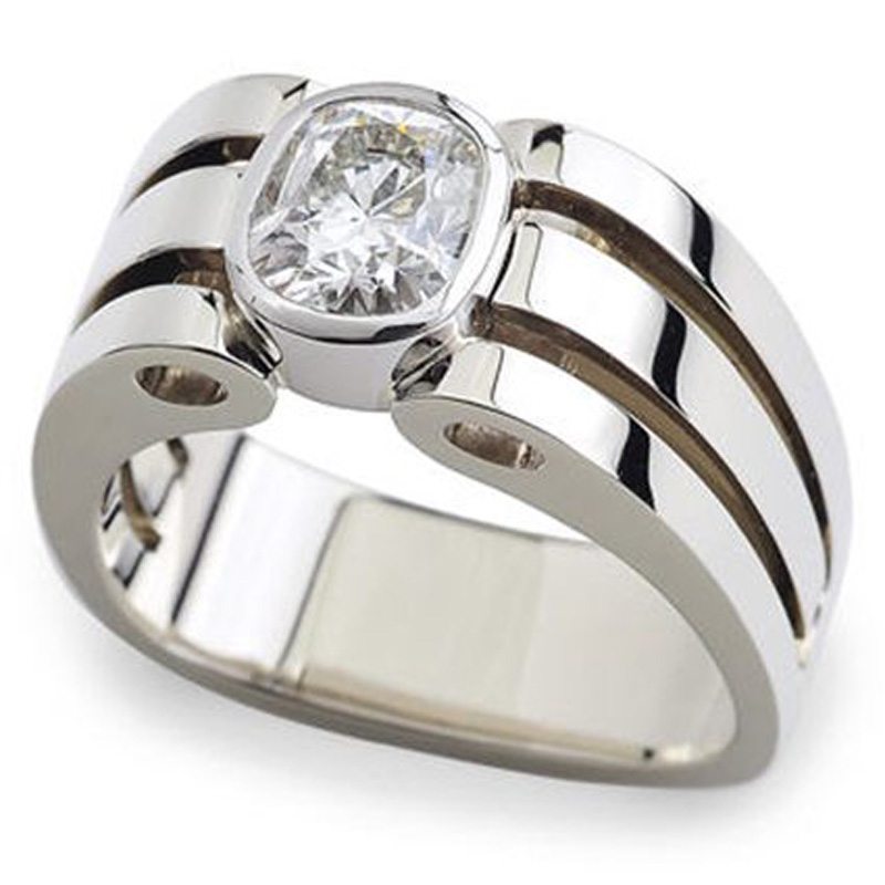 Interlude Cushion Cut Diamond Platinum Men’s Ring