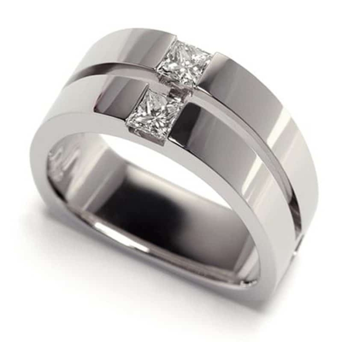 Interlude Princess Cut Men's Wedding Band