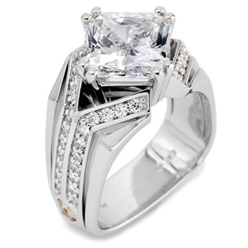 Deco Radiant Cut Diamond Platinum Ring