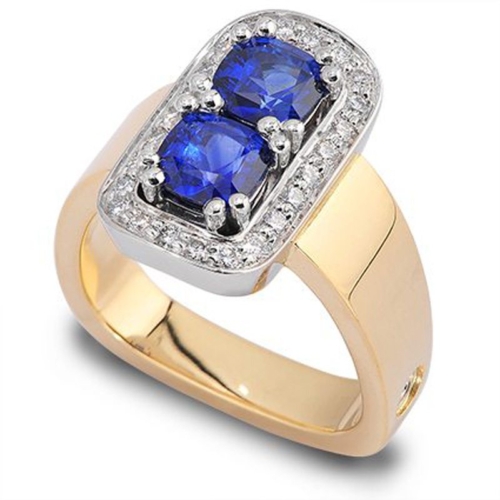 Escapade Blue Sapphire and Diamond Halo Ring