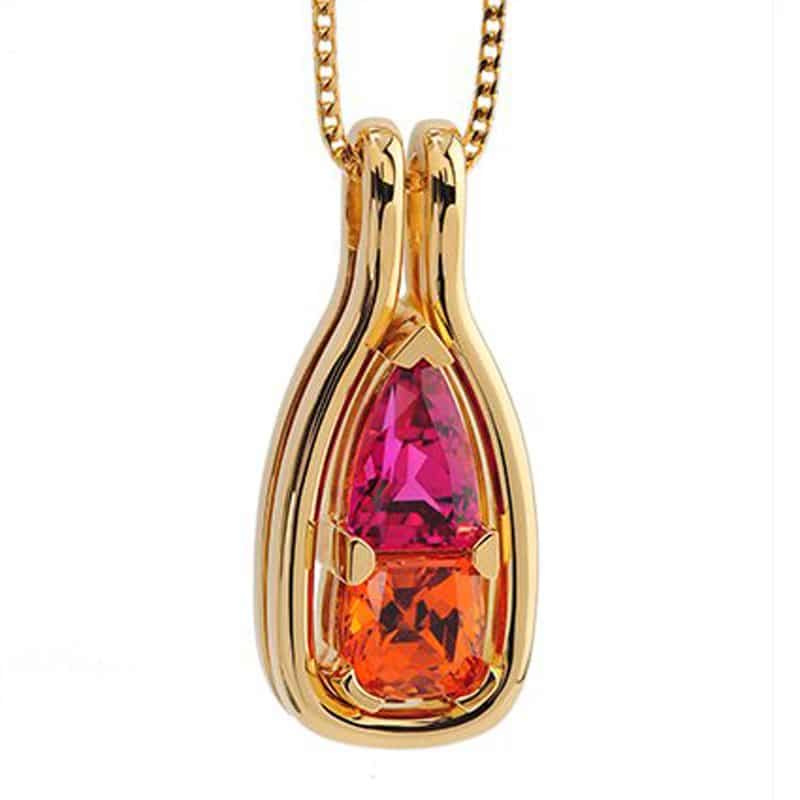 Interlace Gemstone and Yellow Gold Pendant