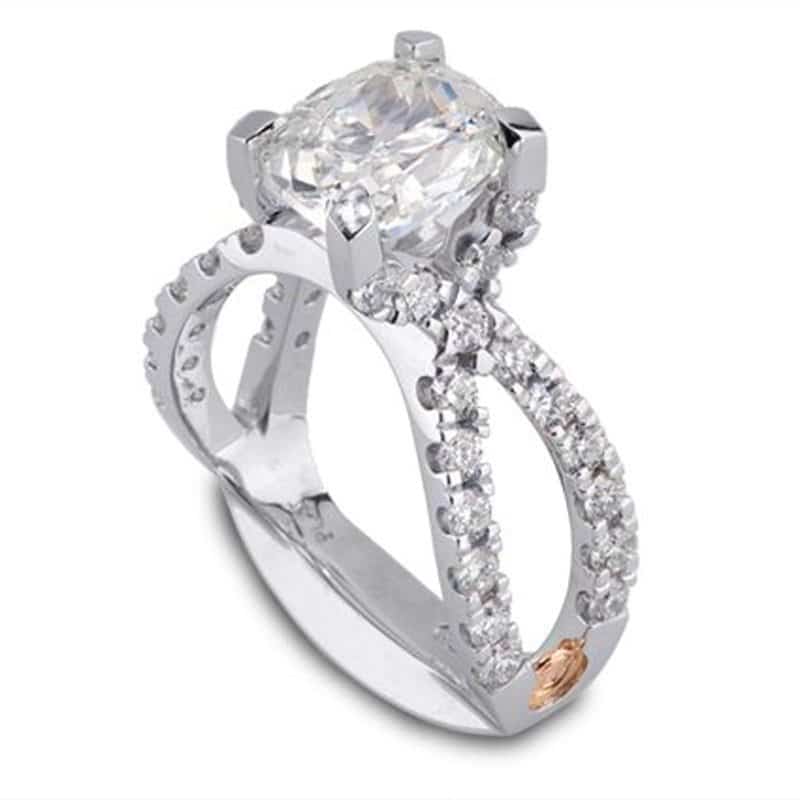 Interlace Cushion Cut Diamond Platinum Engagement Ring