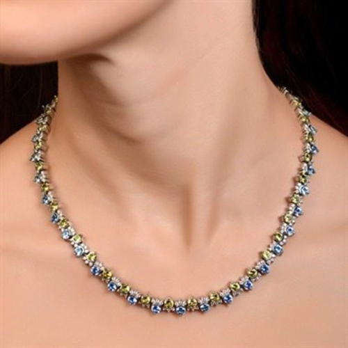 Masterpiece Garnet and Aquamarine Necklace