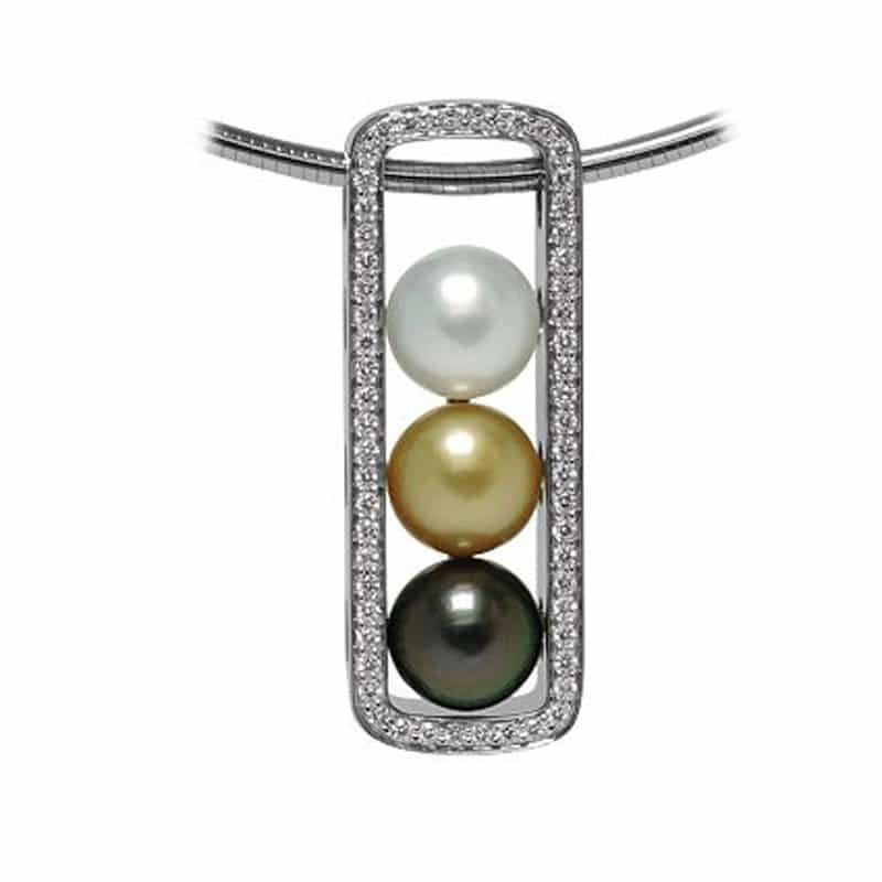 Escapade 3 Pearl Diamond and Palladium Necklace