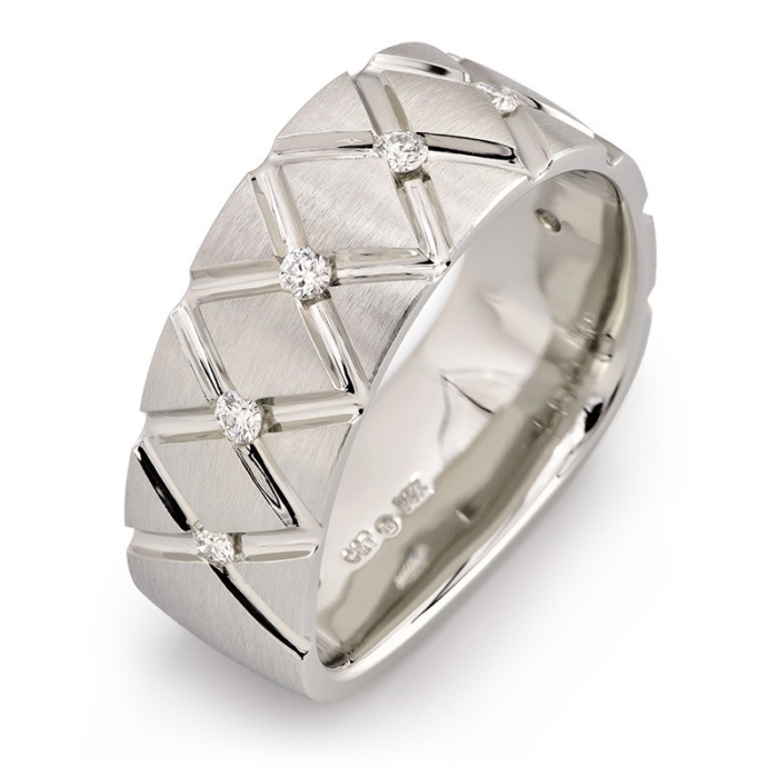 Paragon Argyle Pattern Men's Wedding Band