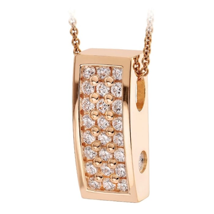 Three Row Paragon Pave Rose Gold Diamond Pendant